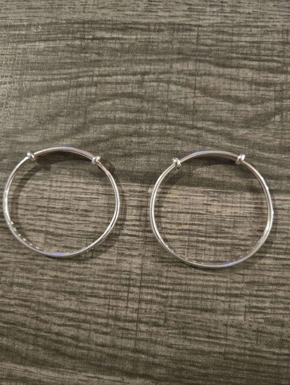 Set Of 2 Vintage hand-stamped sterling silver Adjustable Push Pull Baby Bengals